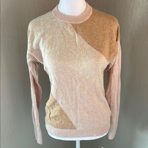 Beige and Tan Colorblock Sweater